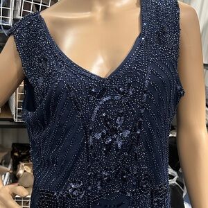 Elegant Navy Blue Fringe Prom Dress